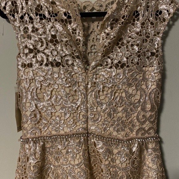 Badgley Mischka Sequin,Tweed, Blush Cocktail Dress 8 - Picture 4 of 5